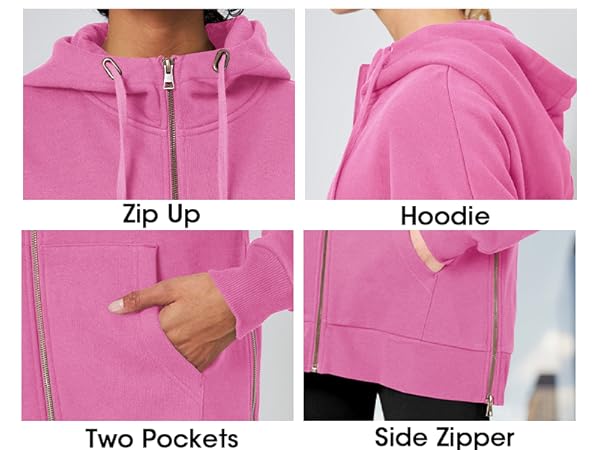 Wenrine Women''s Zip Up Hoodie Oversized Sweatshirts Long Sleeve Fall Casual Jacket with Pockets