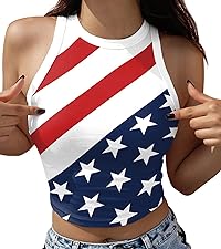 American Flag Crop Tank Tops