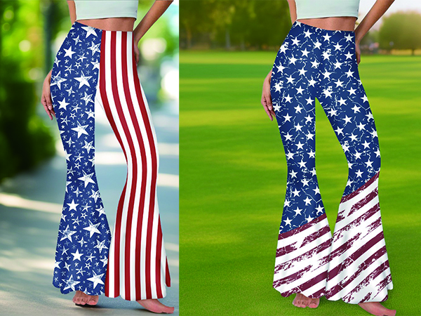 American Flag Flare Pants Women 4th of July Bell-Bottoms