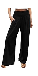 Wide Leg Linen Pants for Women