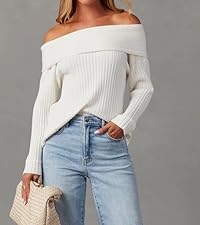 white long sleeve loose fit sweater