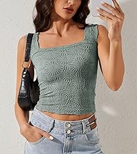 square neck jacquard tank top