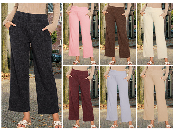 grapent wide leg sweater pants smocked high waisted lounge pants fall and winter relaxing pants