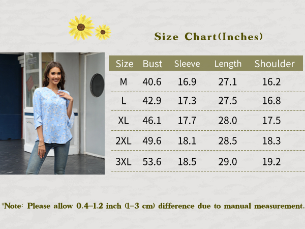 Anyally Women''s Plus Size Summer Dressy Chiffon Blouses3 4 Sleeve V Neck Tunic Tops for Leggings 