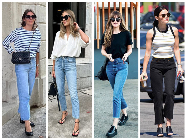 high waisted cropped jeans for women