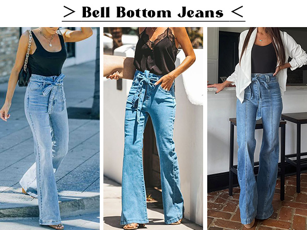 High Waisted Bell Bottom Jeans for Women