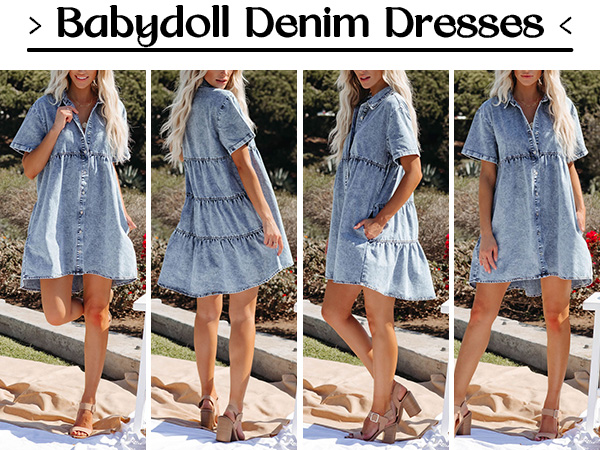 Denim Dress for Women with Pockets