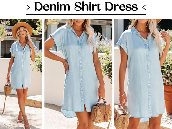 Denim Shirt Dress Women