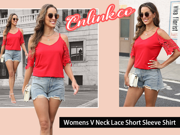 red cold shoulder blouses