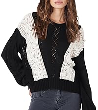 B0CHJCMY4G Crochet Colorblock Sweaters