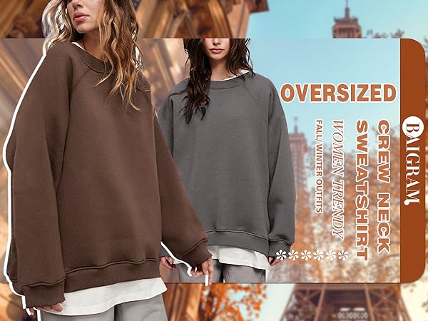 oversized crewneck sweatshirt for womens fashion trendy fall winter outfits 2023