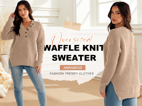 ANRABESS Women''s Oversized Long Sleeve Knit Sweater