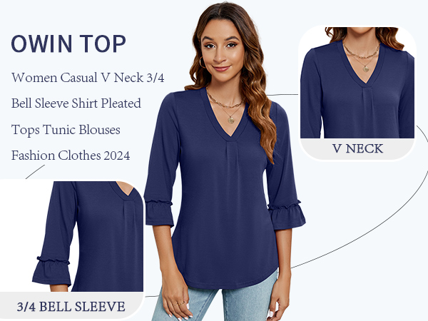 V Neck Tunic Blouses