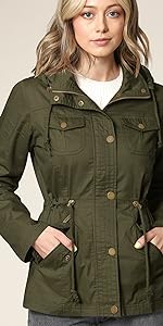 Womens Military Anorak Safari Hoodie Jacket