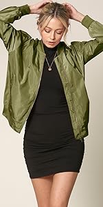 Women&#39;s Classic Lightweight Jacket Multi Pocket Windbreaker Bomber Jacket