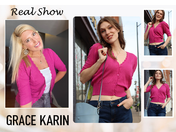 GRACE KARIN Women''s Cropped Cardigan