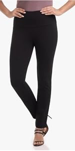 Secret Figure Wide Waist Dressy Office Yoga Pant with Slim Leg and Wide Waist