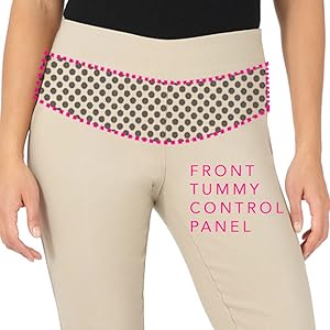 Pull on Style straight leg pant with front tummy control panel