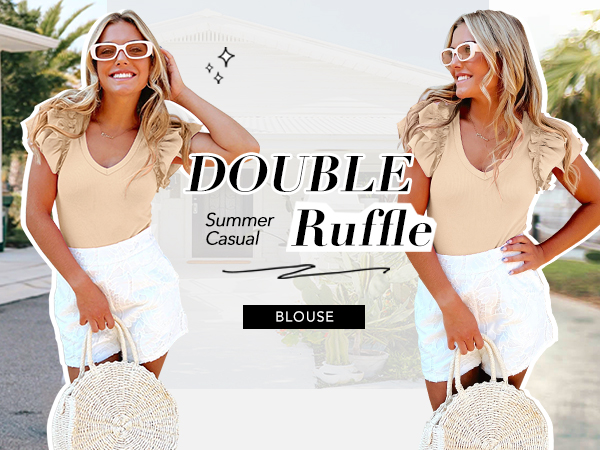 ruffle sleeve tops for women