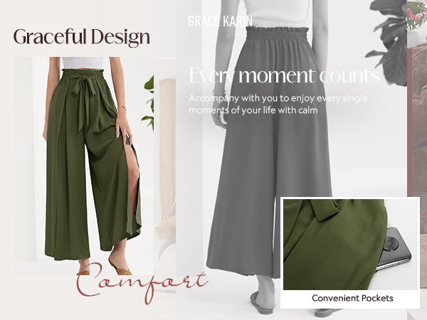 womens palazzo pants flowy pants for women dress pants women high waisted paper bag pants women