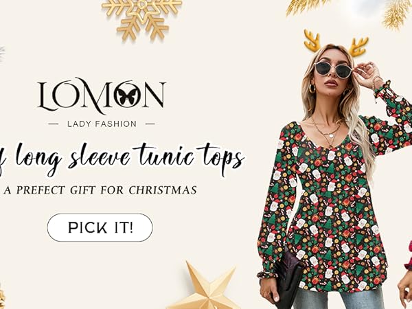 LOMON womens puff long sleeve v neck tunic tops