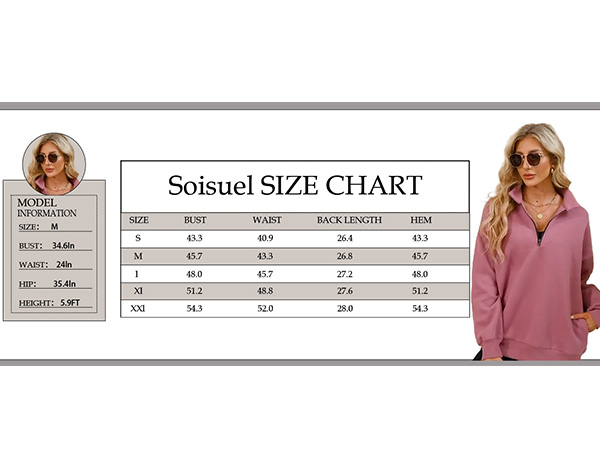 soisuel womens half zip sweatshirt pullover hoodies oversized fashion fall top