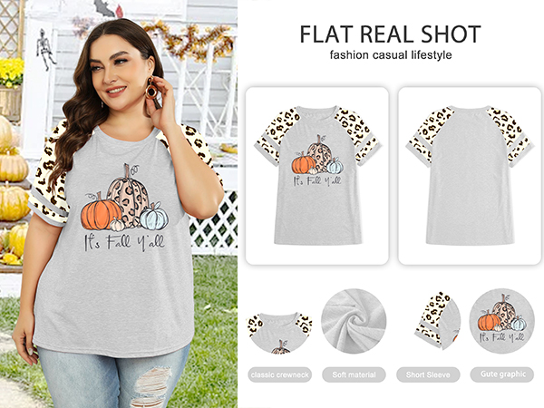 Raglan Sleeve Leopard Pumpkin Shirt