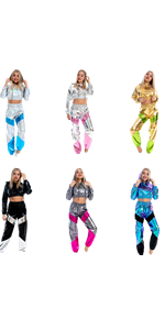 Women''s Holographic Hip Hop 2PCS Clubwear