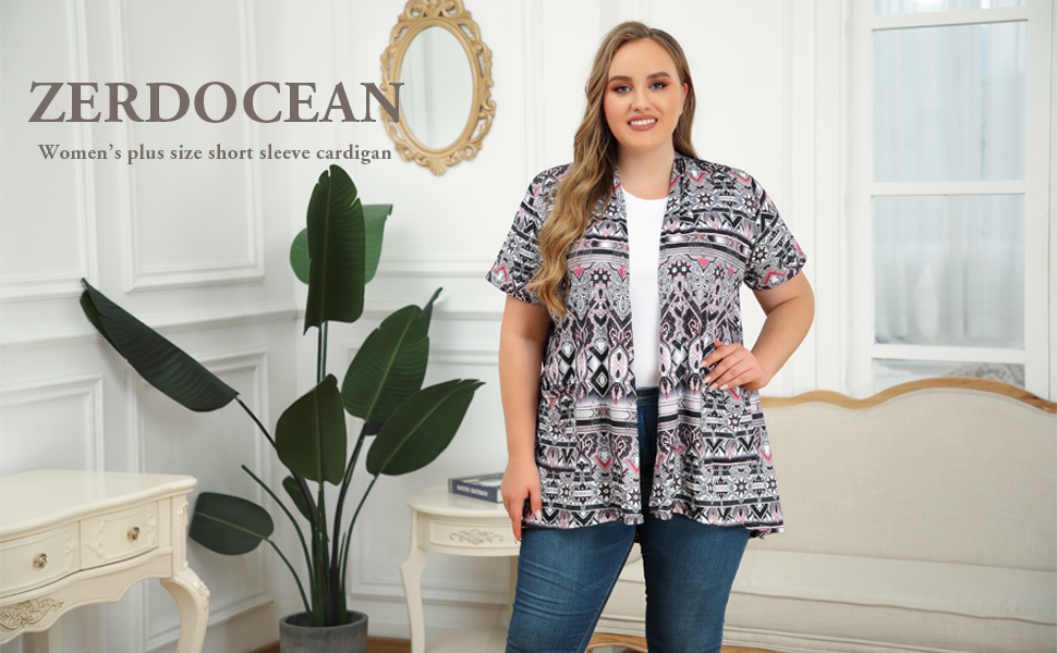 womens plus size short sleeve cardigan