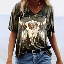 Women''s Western Tribal Ethnic Shirt Aztec Print Casual V-Neck Tops Vintage Graphics Blouse Tunic