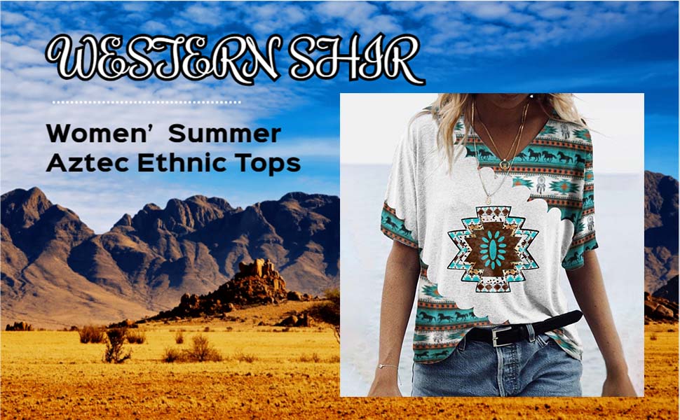 western shirt for women aztec summer tops