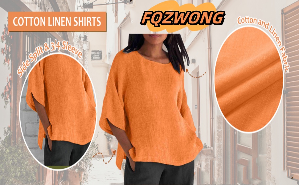 3/4 Length Sleeve Womens Tops