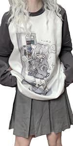 Aesthetic Detachable Sleeve T-Shirt Women Kawaii Cat Girl Anime Print Cute Sweatshirts