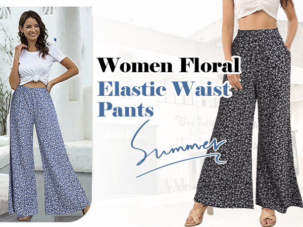 Women Floral Elastic Waist Plant