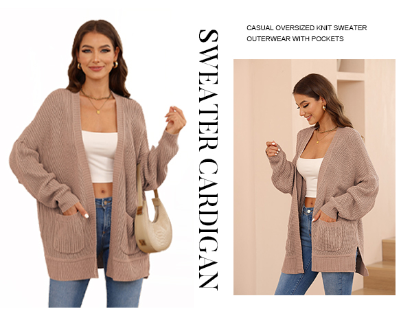 Casual Oversized Knit Sweater Outerwear with Pockets