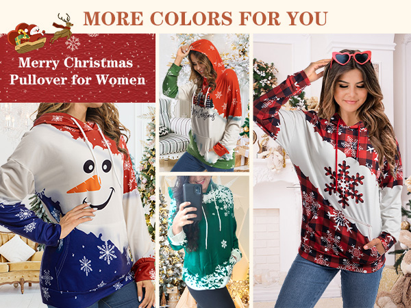 Women''s Christmas Long Sleeve Hoodie with Pocket