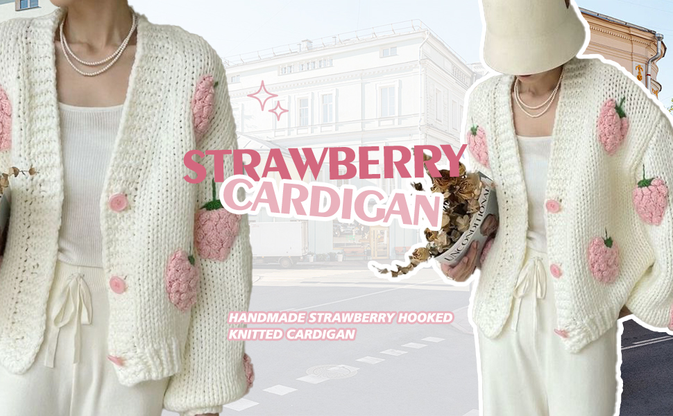 PinkY2K Strawberry Knitted Cardigan