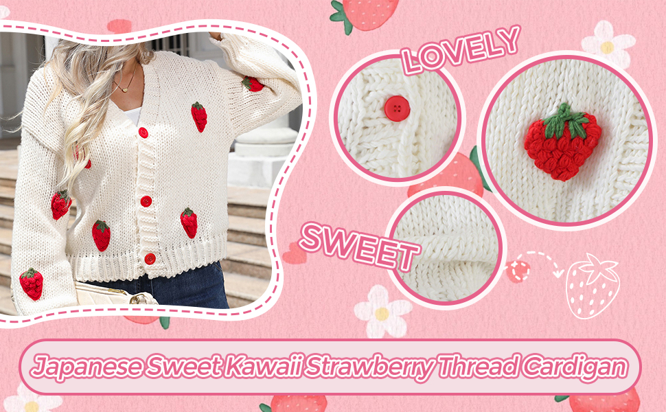 Harajuku Y2K Strawberry Line Cardigan