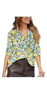 Womens Floral Button Down Shirts