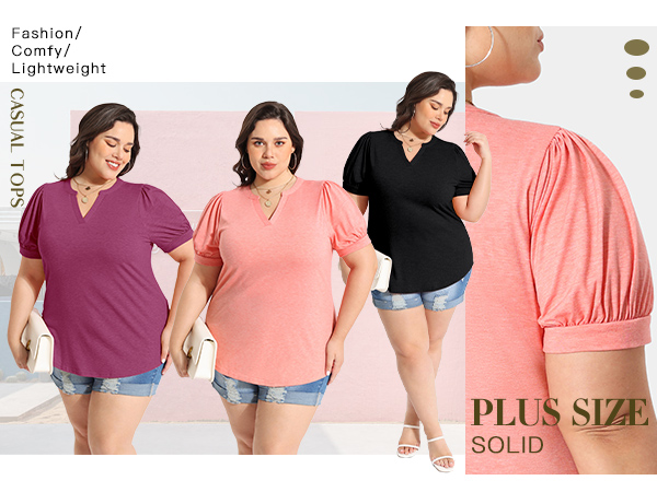 PLUS SIZE V NECK TOPS