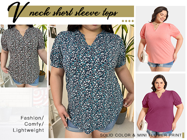 PLUS SIZE V NECK TOPS