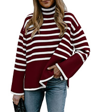 high neck striped sweater oversized casual sweater fall sweater top oversized turtleneck sweaters