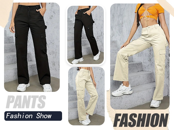 Women''s cargo pants High-waisted jeans Work pants Straight streetwear casual pants