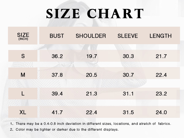 Loose Sweater Size Chart