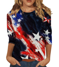 Women Fourth of July Shirt 3/4 Sleeve