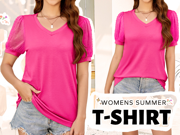 Womens Summer Tops V Neck Short Sleeve Shirts