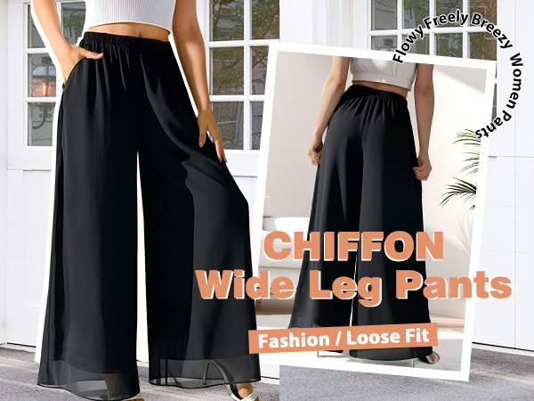 chiffon women wide leg pants loose fit fashion