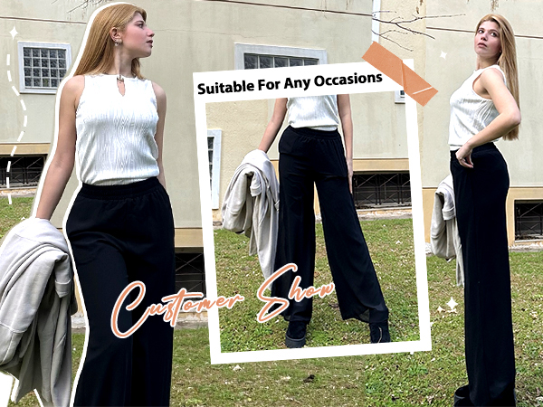 chiffon women wide leg pants loose fit fashion