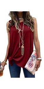  Green Shirts Sleeveless Tops for Women Knot Front Tank Tops Solid Color Casual Loose Shirt XL