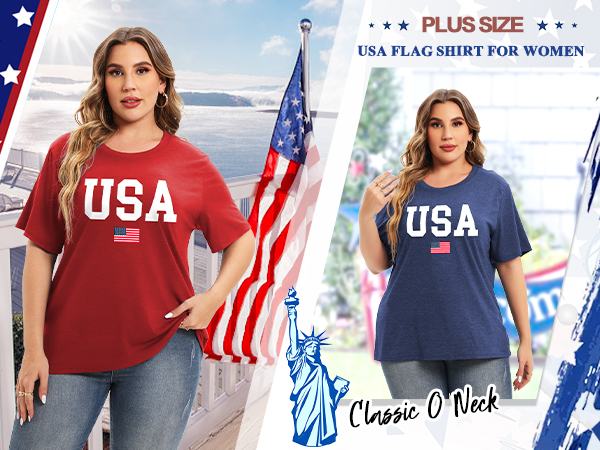 plus size usa flag shirt